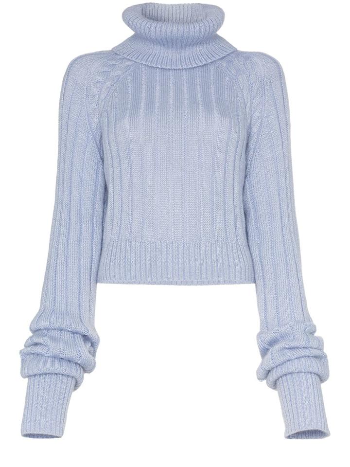 Matthew Adams Dolan Ribbed Knit Roll Neck Jumper - Blue