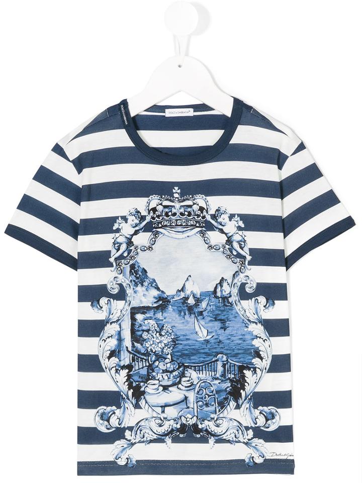 Dolce & Gabbana Kids - Sicilian Majolica Print T-shirt - Kids - Cotton - 2 Yrs, Blue