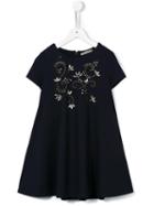Ermanno Scervino Junior Embellished Butterfly Pattern Dress, Girl's, Size: 8 Yrs, Blue
