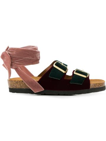 Gia Couture Velvet Sandals - Green