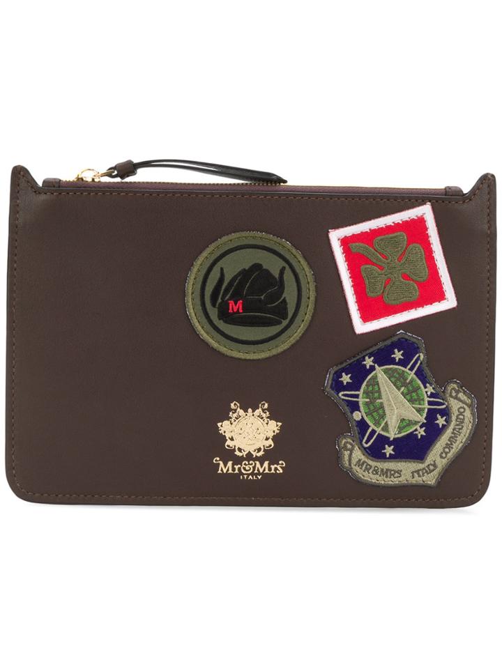 Mr & Mrs Italy Patchwork Clutch Bag - Brown