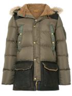 Schott Contrast Panel Padded Coat - Green