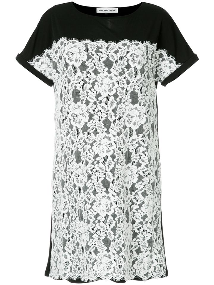 Han Ahn Soon Lace Detail T-shirt Dress - Black