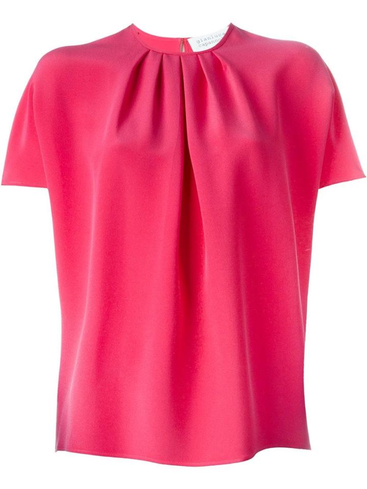 Gianluca Capannolo Batwing Pleated Front Blouse - Pink & Purple