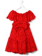 Little Bambah - Crochet Off-shoulder Dress - Kids - Cotton/polyester - 6 Yrs, Red