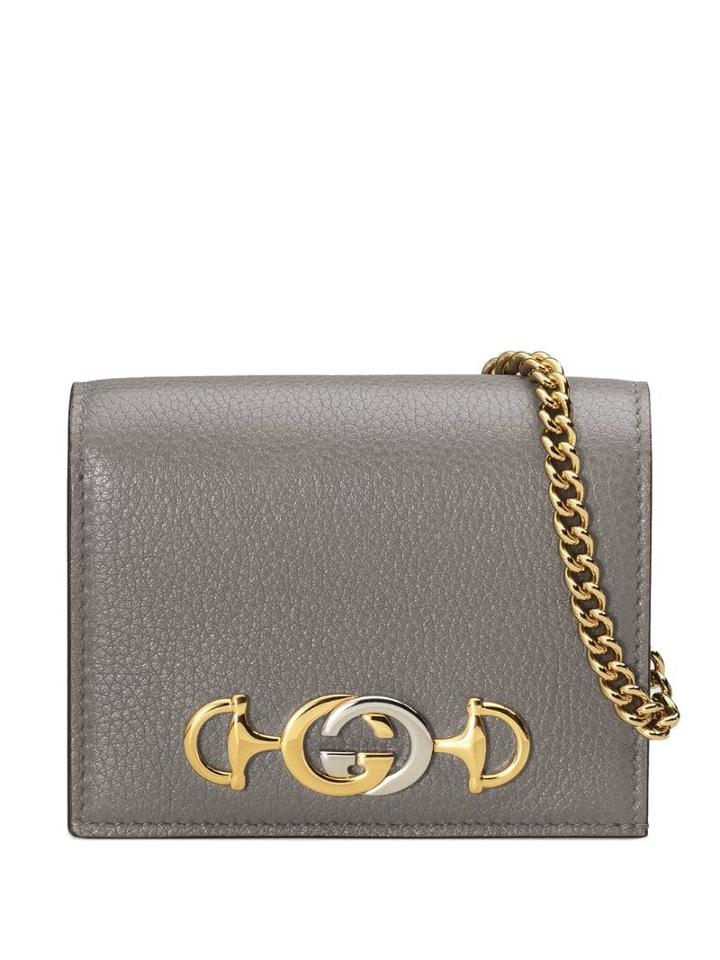 Gucci Gucci Zumi Grainy Card Case Wallet - Grey