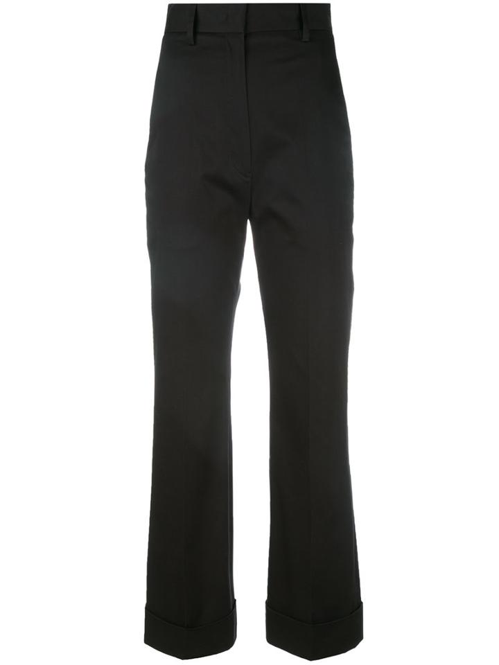 Jil Sander High Rise Cropped Pants, Women's, Size: 36, Black, Cotton/spandex/elastane