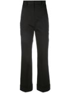 Jil Sander High Rise Cropped Pants, Women's, Size: 36, Black, Cotton/spandex/elastane