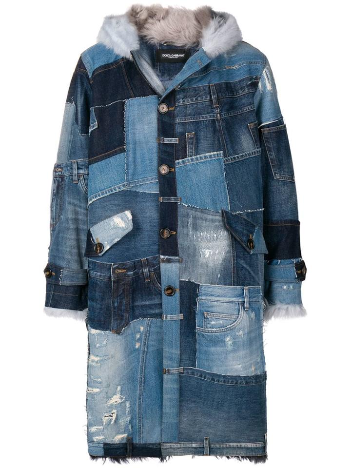Dolce & Gabbana Patchwork Denim Coat - Blue