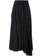 Y's Asymmetric Gathered Skirt, Women's, Size: 2, Black, Cotton/cupro