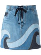 Red Valentino Printed Denim Skirt, Women's, Size: 40, Blue, Cotton/polyester/spandex/elastane