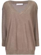 Fabiana Filippi Metallic V-neck Sweater - Brown