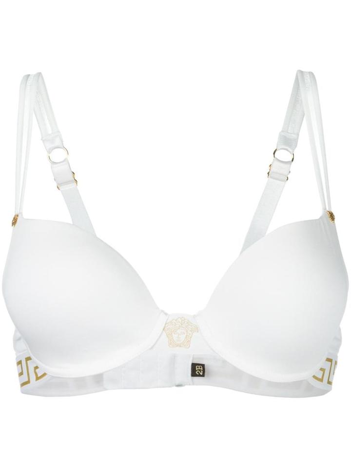 Versace Medusa Triangle Bikini, Women's, Size: 1, White, Cotton/spandex/elastane/polyamide