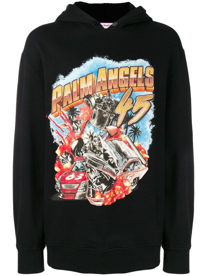 Palm Angels Car Crash Logo Hoodie - Black
