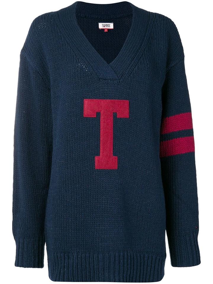 Tommy Jeans T Logo Oversized Jumper - Blue