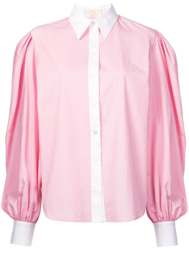 Sara Battaglia Volume Sleeve Shirt - Pink & Purple