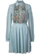 Alberta Ferretti Floral-embellished Dress - Blue