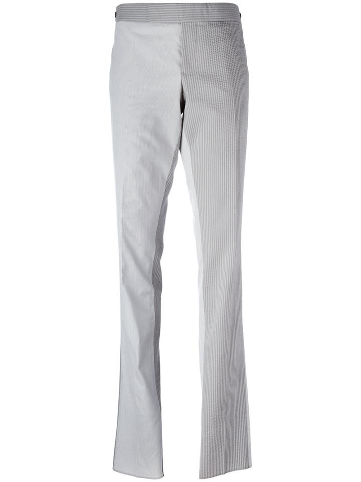 Thom Browne - Contrast Leg Striped Trousers - Men - Cotton/cupro - 0, White, Cotton/cupro