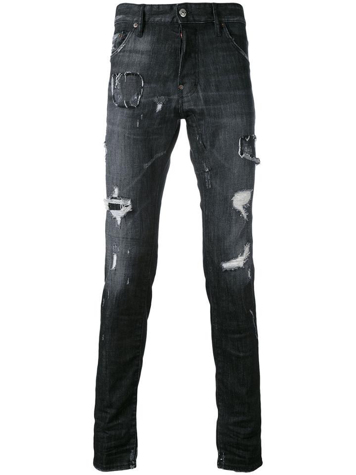Dsquared2 - Distressed Skinny Jeans - Men - Cotton/spandex/elastane - 52, Black, Cotton/spandex/elastane