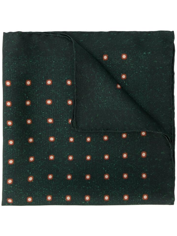Kiton Dotted Print Scarf - Green
