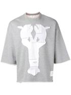 Thom Browne Shirting Patchwork Icon Cutoff Tee - Grey
