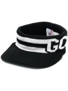 Gcds Striped Logo Knit Visor - Black