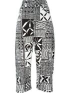 Junya Watanabe Comme Des Garçons Tribal Print Cropped Trousers, Women's, Size: S, Black, Cotton