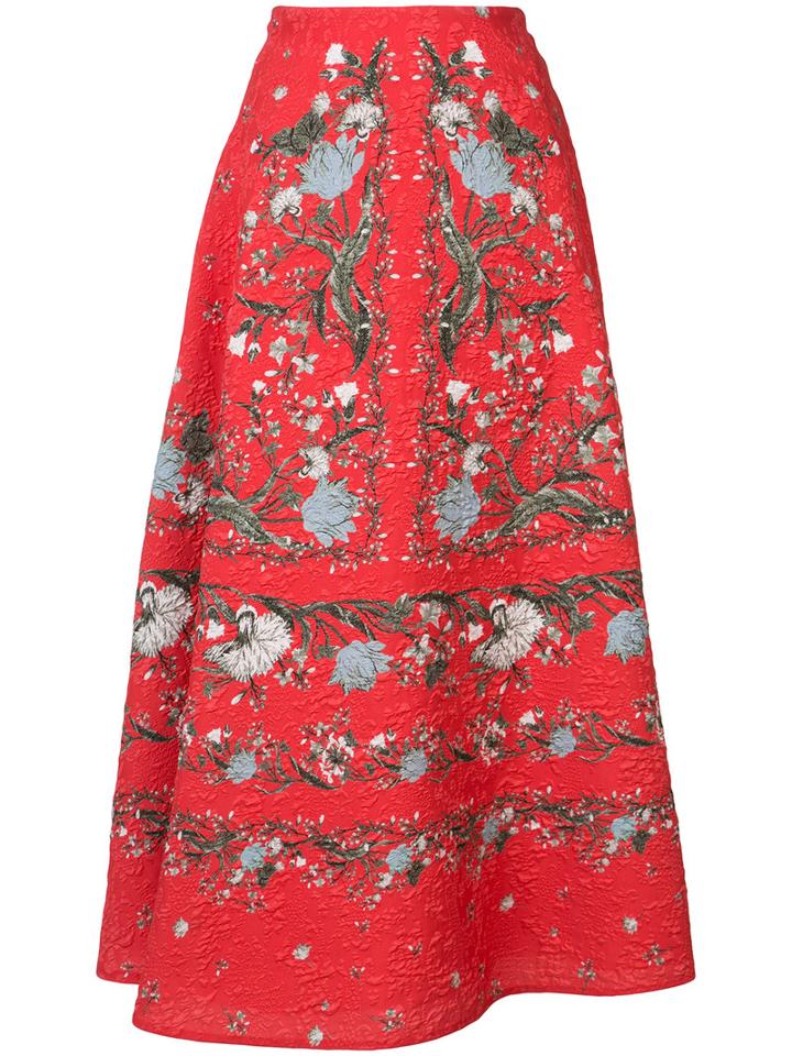 Erdem - Tiana A-line Skirt - Women - Polyester/polyimide - 4, Red, Polyester/polyimide