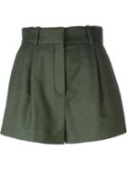 Versace Pleated Shorts, Women's, Size: 42, Green, Silk/viscose