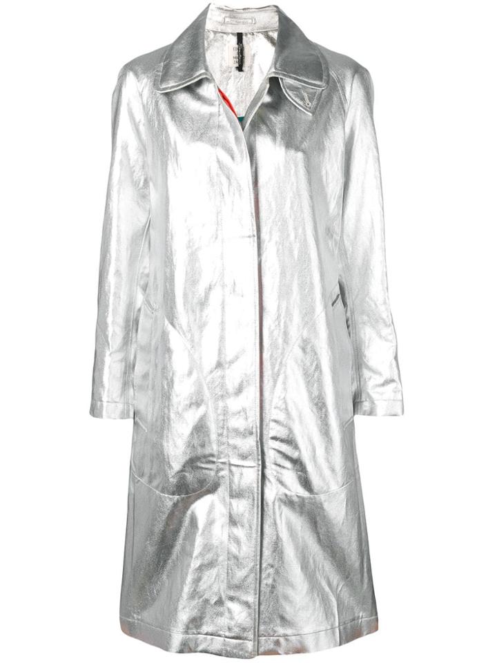 Santoni Metallic Trench Coat - Silver