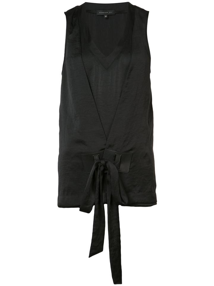 Tie Front Tank - Women - Polyester - 40, Black, Polyester, Barbara Bui