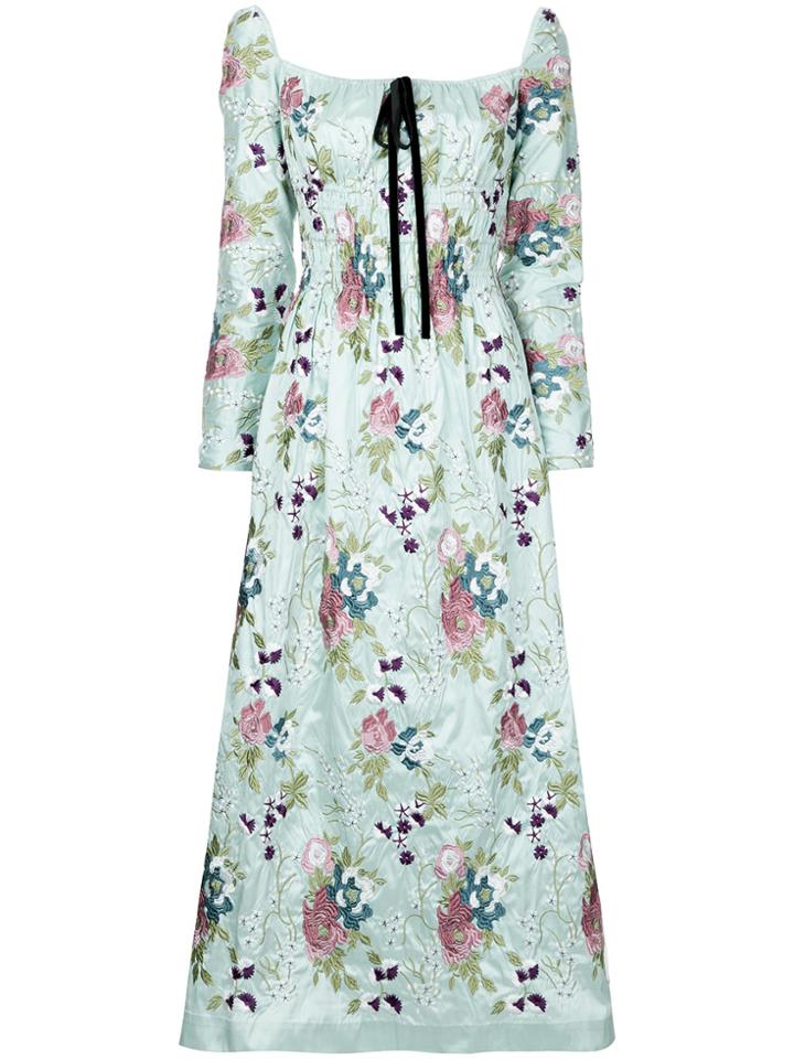 N Duo Embroidered Ruched Dress - Green