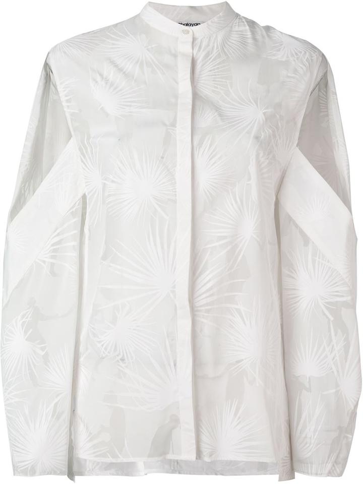 Chalayan 'dancing Palms' Open Sleeve Shirt, Women's, Size: 42, White, Silk/viscose