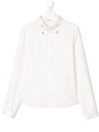 Vivetta Kids Teen Embroidered Face Collar Shirt - White