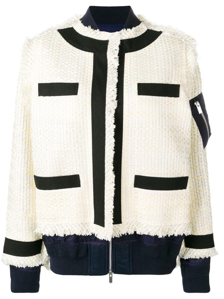 Sacai Tweed Bomber Jacket - White