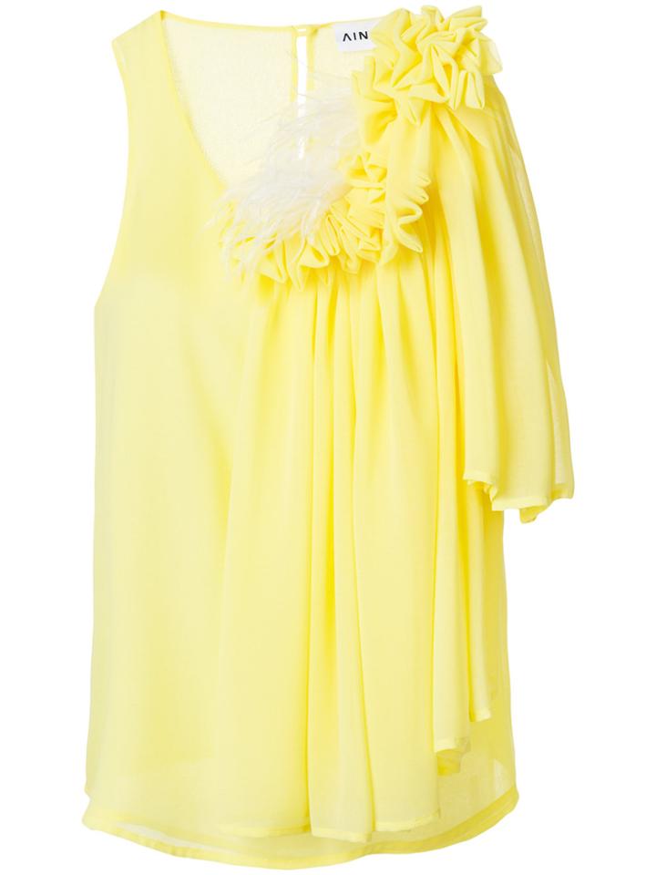 Ainea Ruffle Appliqué Top - Yellow & Orange