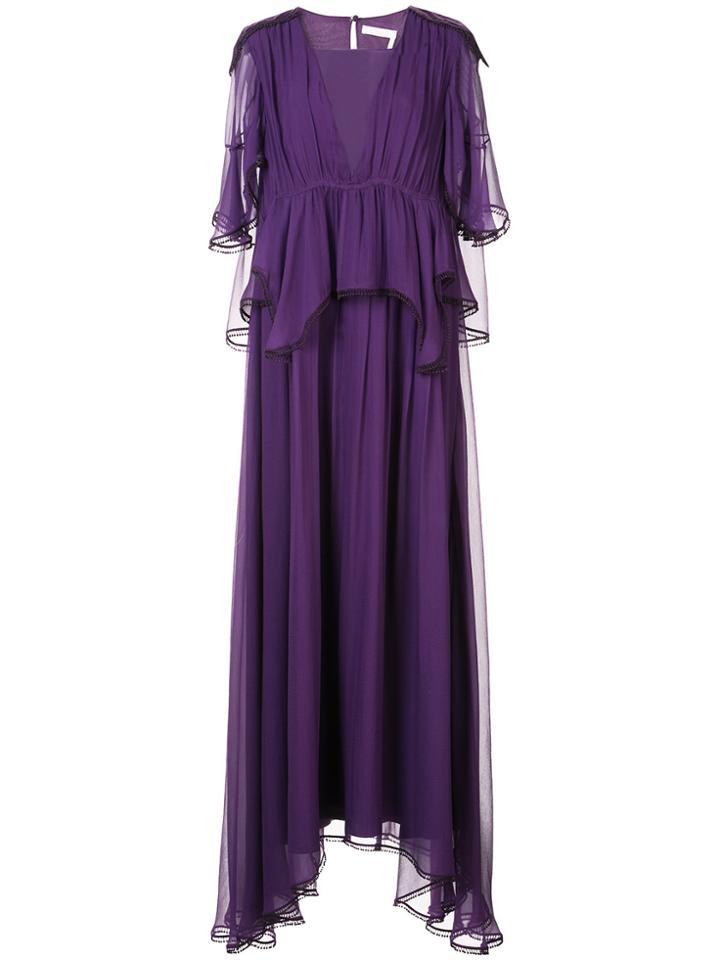 Chloé Long Ruffle Dress - Pink & Purple