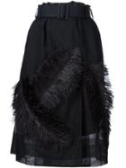 Vera Wang Feather Appliqué Skirt - Black