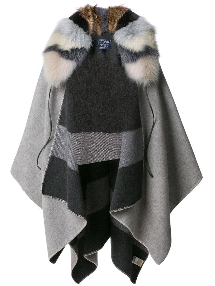 Woolrich Reversible Blanket Cape - Grey