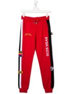 Gcds Kids Teen Vertical Logo Track Pants - Red