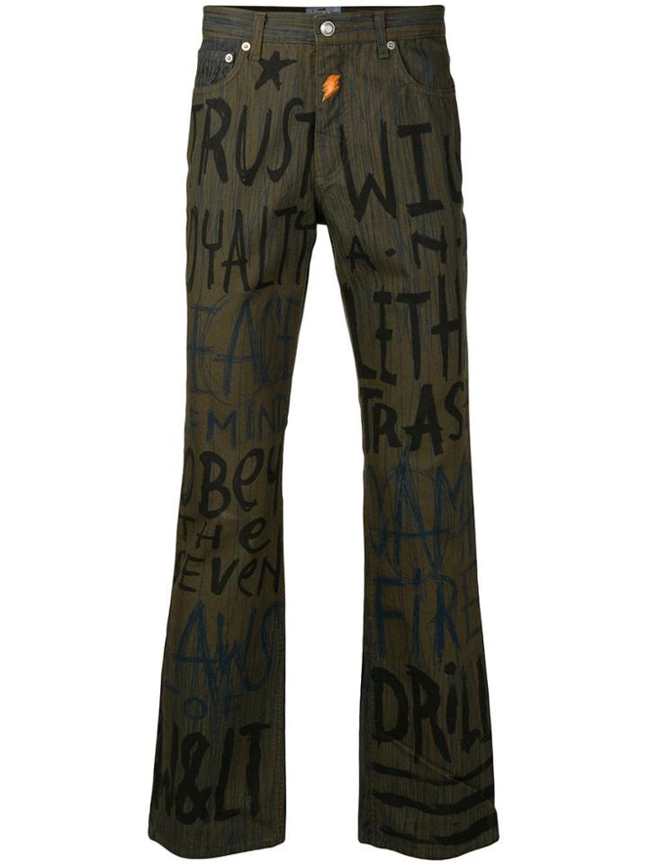 Walter Van Beirendonck Vintage Scribble Ink Jeans - Green