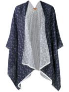 Ermanno Gallamini - Geometric Print Open Jacket - Women - Linen/flax/polyamide/viscose - One Size, Blue, Linen/flax/polyamide/viscose