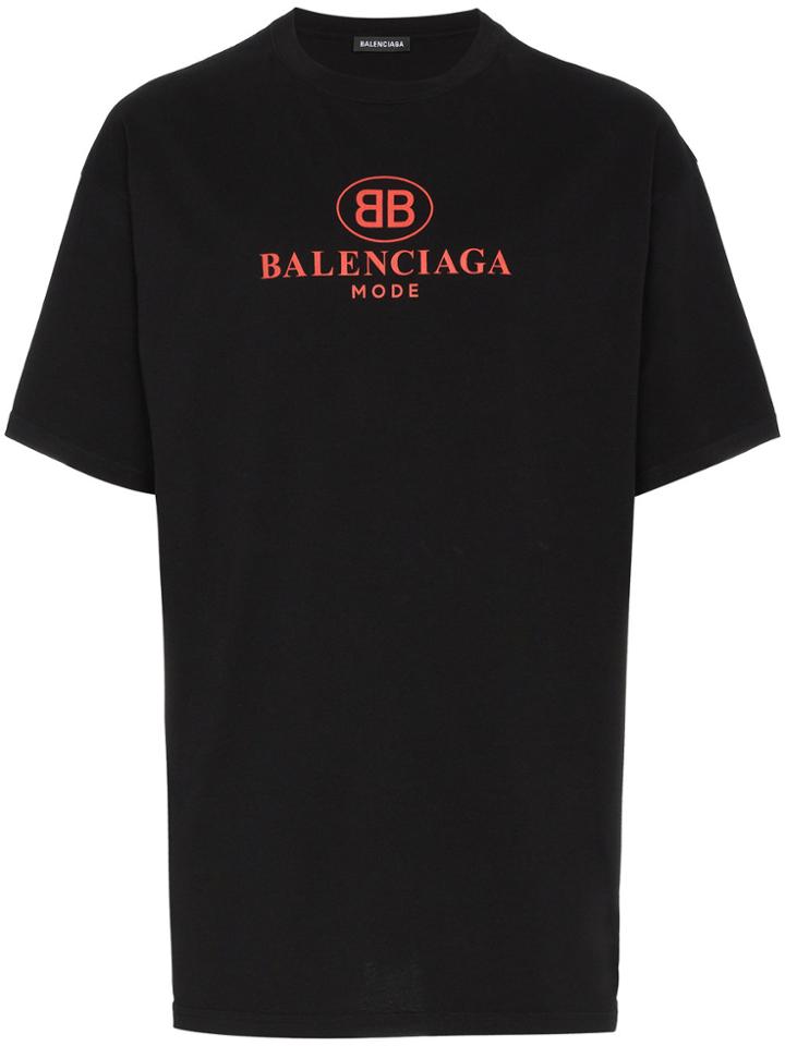 Balenciaga Bb Balenciaga Mode Print Cotton T Shirt - Black