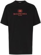Balenciaga Bb Balenciaga Mode Print Cotton T Shirt - Black