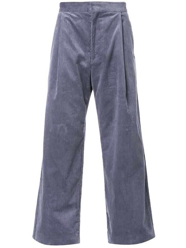 H Beauty & Youth. Wide Leg Corduroy Trousers, Men's, Size: Large, Grey, Cotton