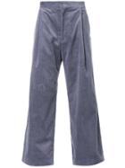 H Beauty & Youth. Wide Leg Corduroy Trousers, Men's, Size: Large, Grey, Cotton