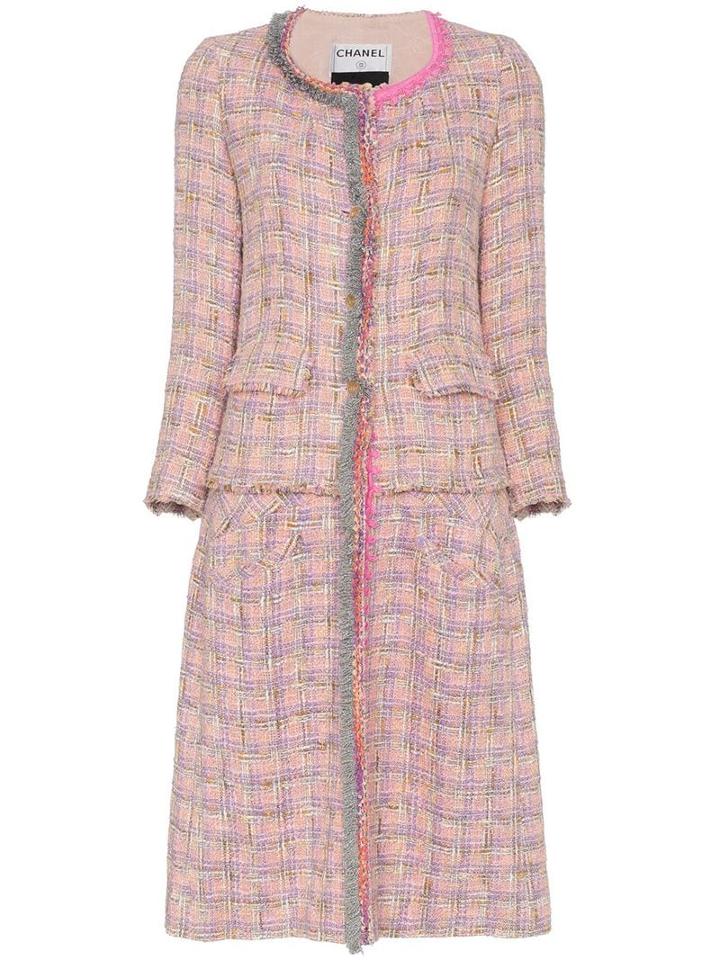 Tiger In The Rain Repurposed Chanel Tweed Midi Coat - Pink