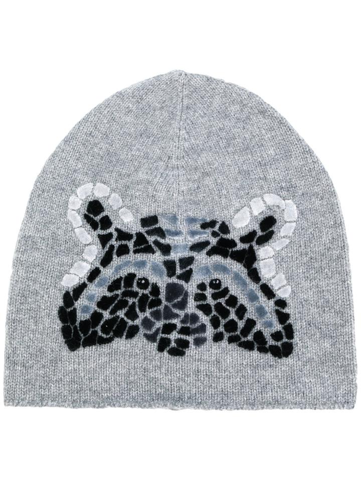 Ermanno Scervino Bear Detail Beanie - Grey