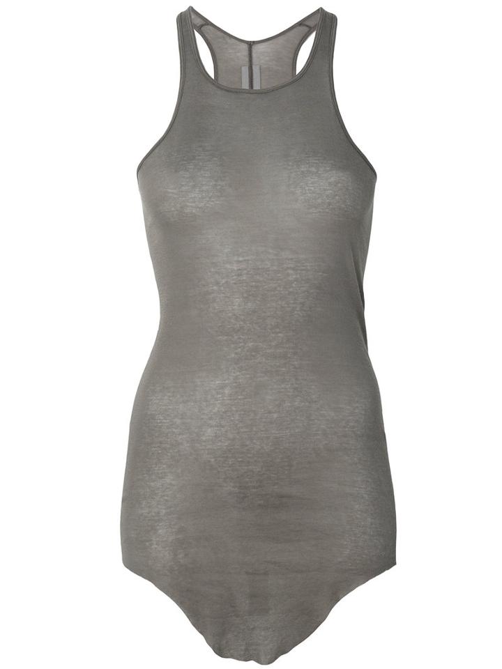 Rick Owens - Curved Hem Tank Top - Women - Cotton - 38, Grey, Cotton