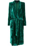 Erika Cavallini Belted Velvet Coat - Green